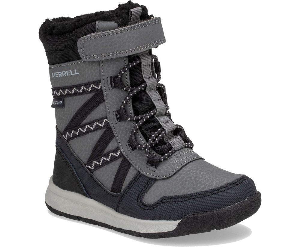 Botas Criança - Merrell Snow Crush 2.0 Waterproof Jr. - Pretas/Cinzentas - JVU891637